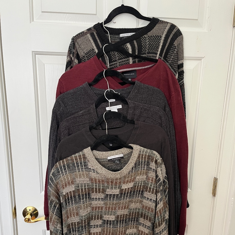 Lot of 6 Geoffrey Beene Mens Long Sleeve Pullover Sweaters Size Large